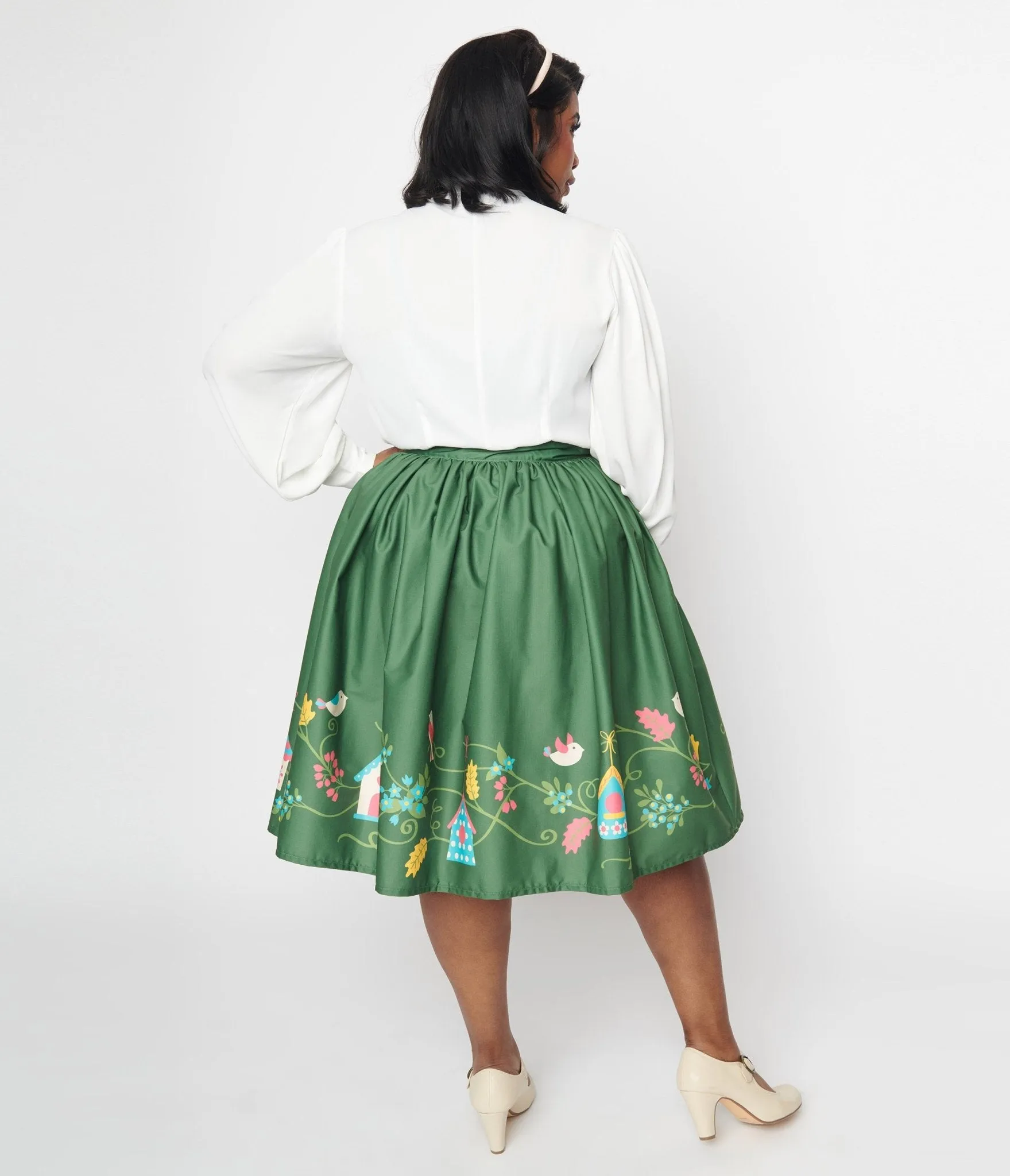 Unique Vintage Green Bird House Gellar Swing Skirt sold by Unique Vintage product image thumbnail 3
