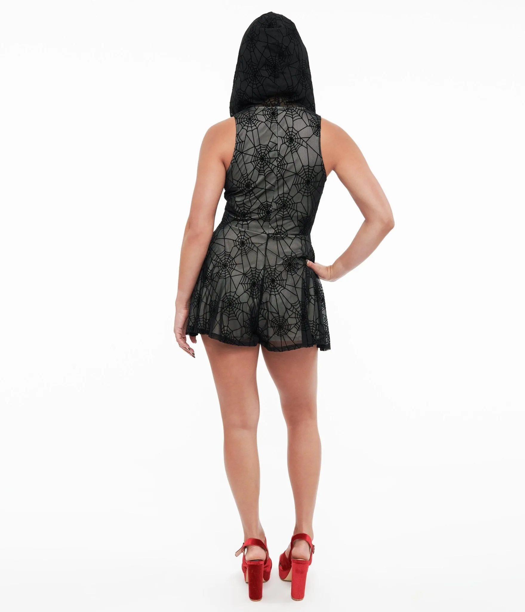 Black Spider Web Design Hooded Romper sold by Unique Vintage product image thumbnail 2