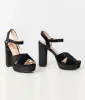 Unique Vintage Black Velvet Platform Heels sold by Unique Vintage