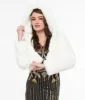 White Faux Fur Puffer Crop Jacket sold by Unique Vintage