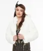 White Faux Fur Puffer Crop Jacket sold by Unique Vintage