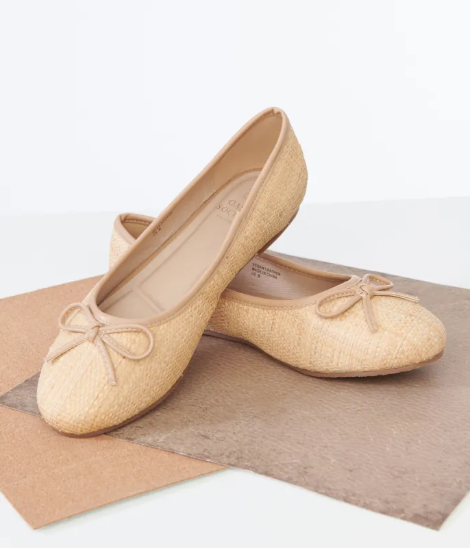 1960s Rattan Bow Ballet Flats made by Unique Vintage