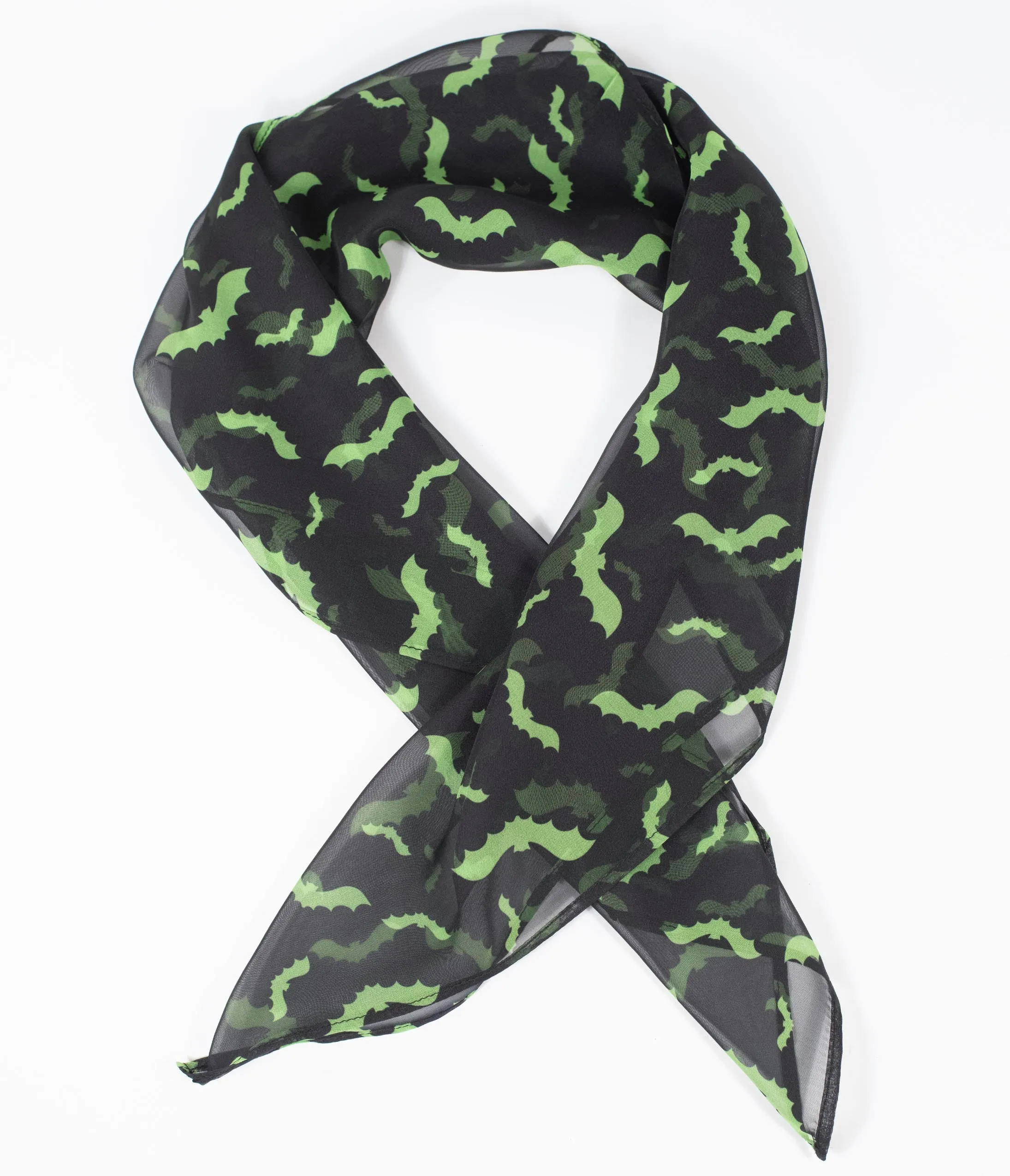 Unique Vintage Black & Green Bat Print Hair Scarf sold by Unique Vintage