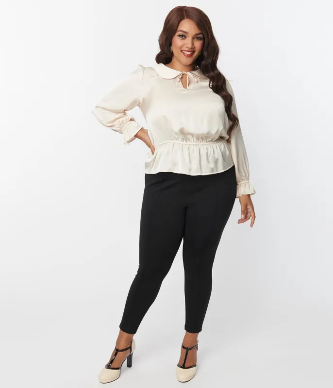 Unique Vintage Plus Size Black Pintuck High Waist Pants sold by Unique Vintage