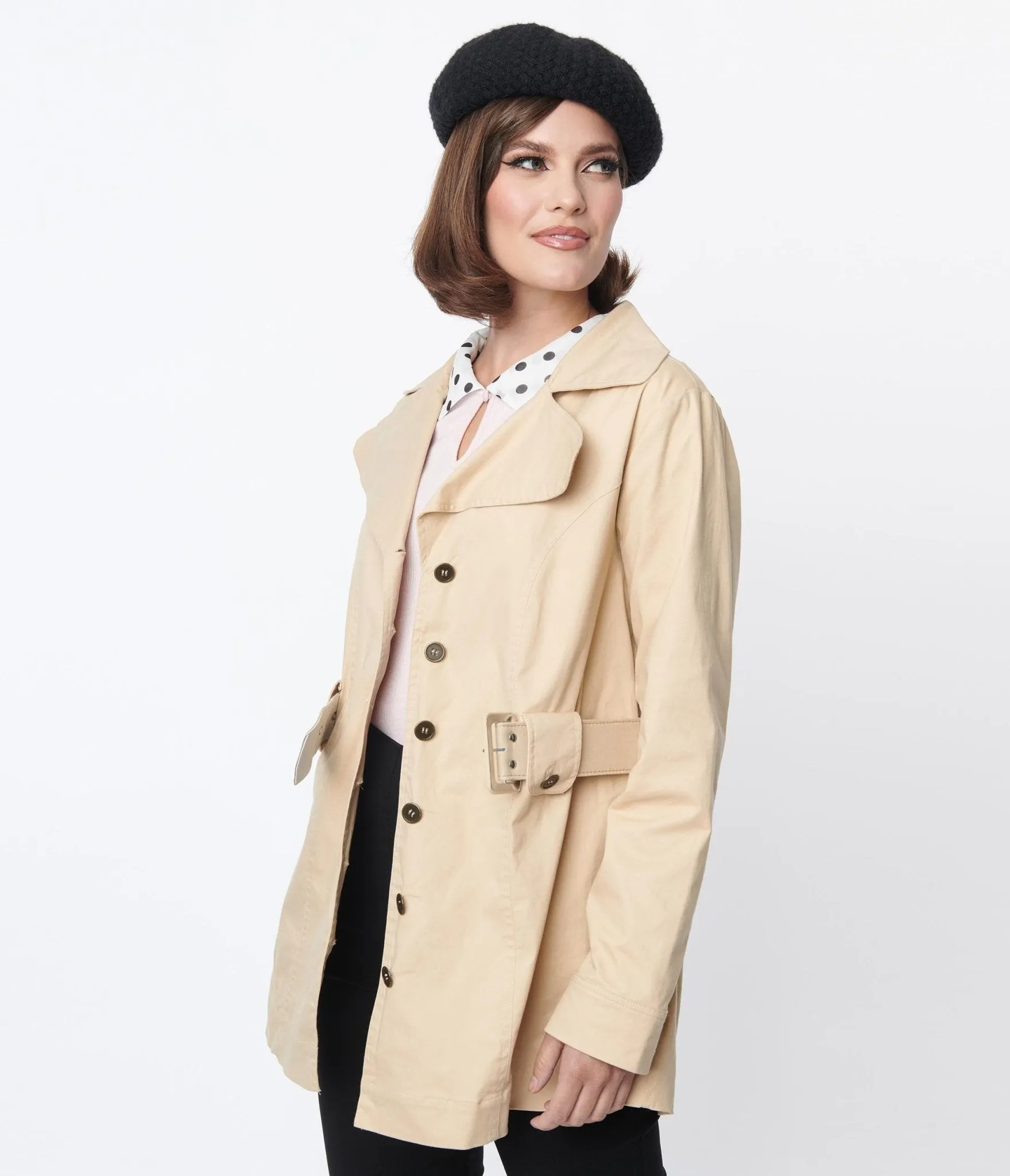 Smak Parlour Khaki Belted Trench Coat sold by Unique Vintage product image thumbnail 3
