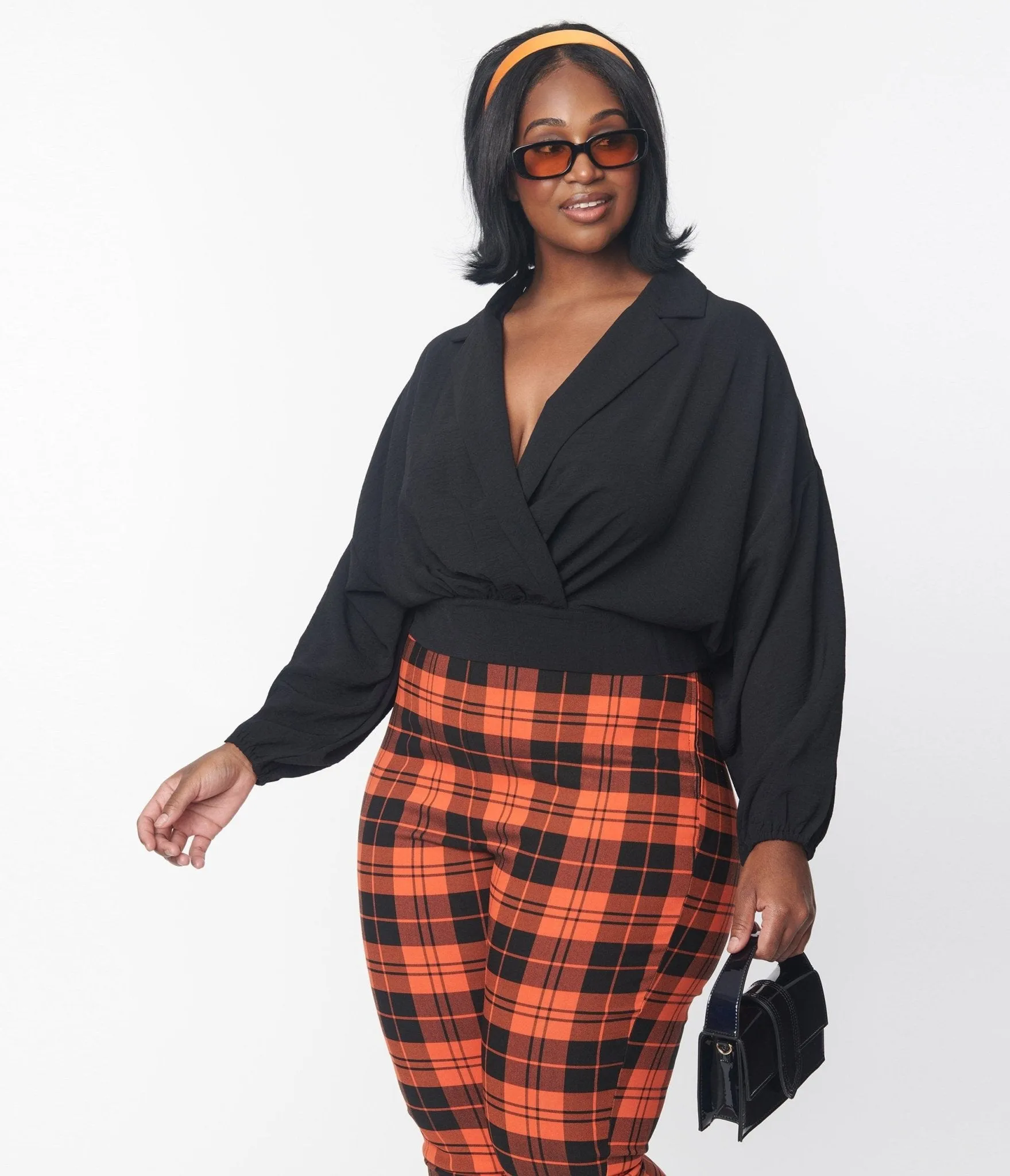 Plus Size Black Surplice Back Tie Top sold by Unique Vintage product image thumbnail 3