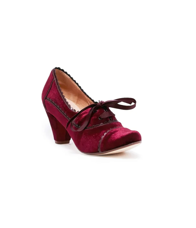 Chelsea Crew 1930s Burgundy Velvet Oxford Madison Heels sold by Unique Vintage