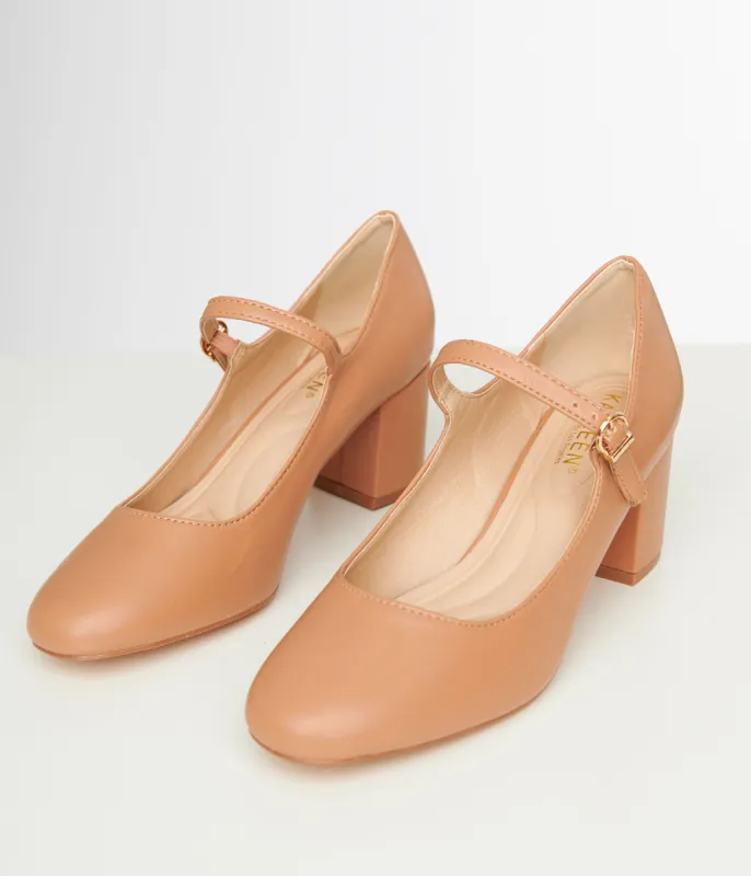 1950s Brown Leatherette Mary Jane Heels sold by Unique Vintage