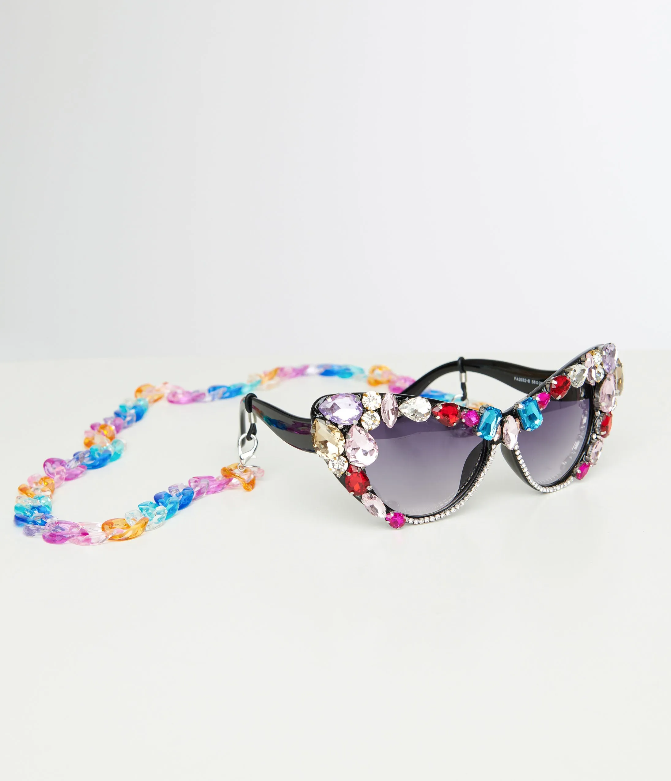 Black & Rainbow Gem Bomb Cat Eye Sunglasses sold by Unique Vintage product image thumbnail 2