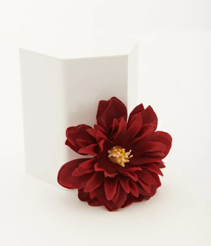 Oxblood Chrysanthemum Hair Flower sold by Unique Vintage