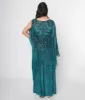 Unique Vintage Emerald Floral Fringe Flutter Sleeve Caftan sold by Unique Vintage