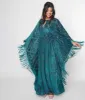 Unique Vintage Emerald Floral Fringe Flutter Sleeve Caftan sold by Unique Vintage