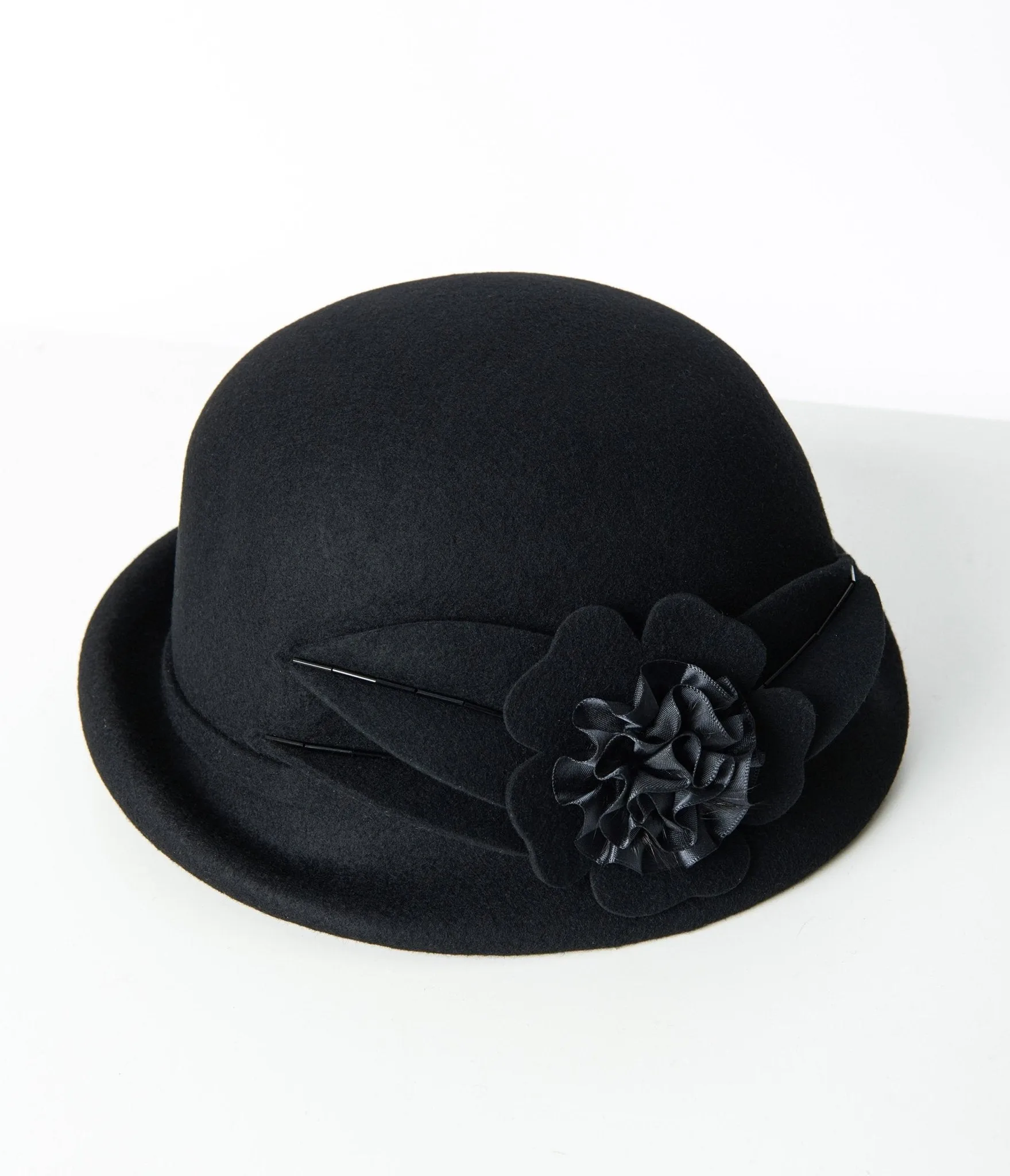 Unique Vintage 1920s Black Floral Cloche Hat sold by Unique Vintage product image thumbnail 3