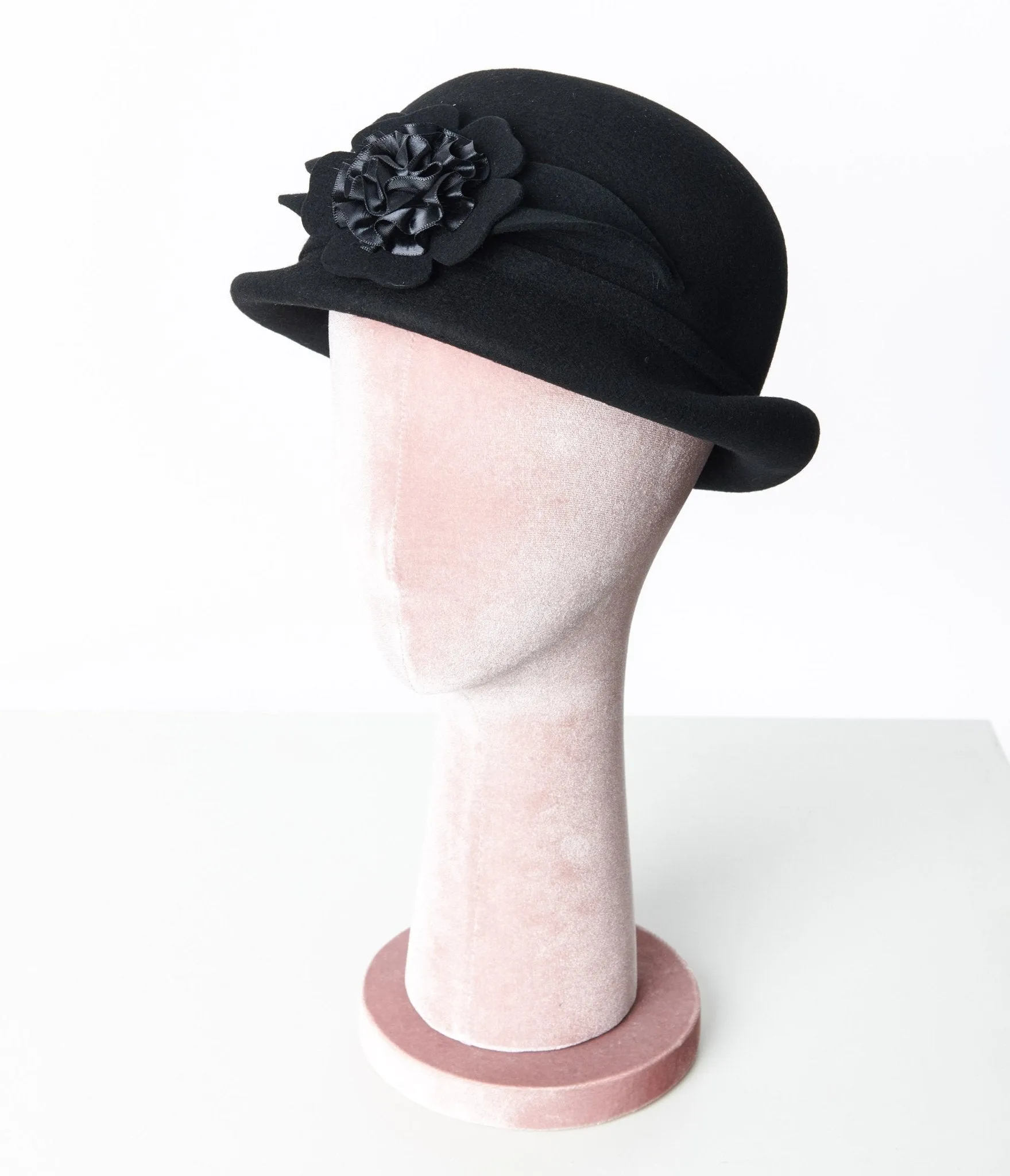 Unique Vintage 1920s Black Floral Cloche Hat sold by Unique Vintage