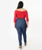 Unique Vintage Plus Size Blue Denim High Waist Rizzo Cigarette Pants sold by Unique Vintage