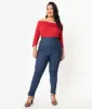 Unique Vintage Plus Size Blue Denim High Waist Rizzo Cigarette Pants sold by Unique Vintage