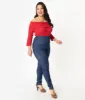 Unique Vintage Plus Size Blue Denim High Waist Rizzo Cigarette Pants sold by Unique Vintage