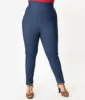 Unique Vintage Plus Size Blue Denim High Waist Rizzo Cigarette Pants sold by Unique Vintage