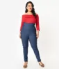 Unique Vintage Plus Size Blue Denim High Waist Rizzo Cigarette Pants sold by Unique Vintage