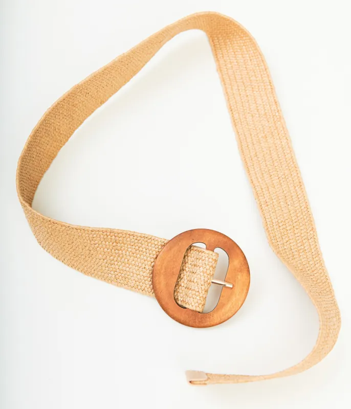 Tan Wood Buckle Belt sold by Unique Vintage