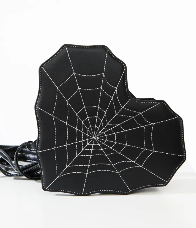 Unique Vintage Black Spiderweb Heart Handbag sold by Unique Vintage