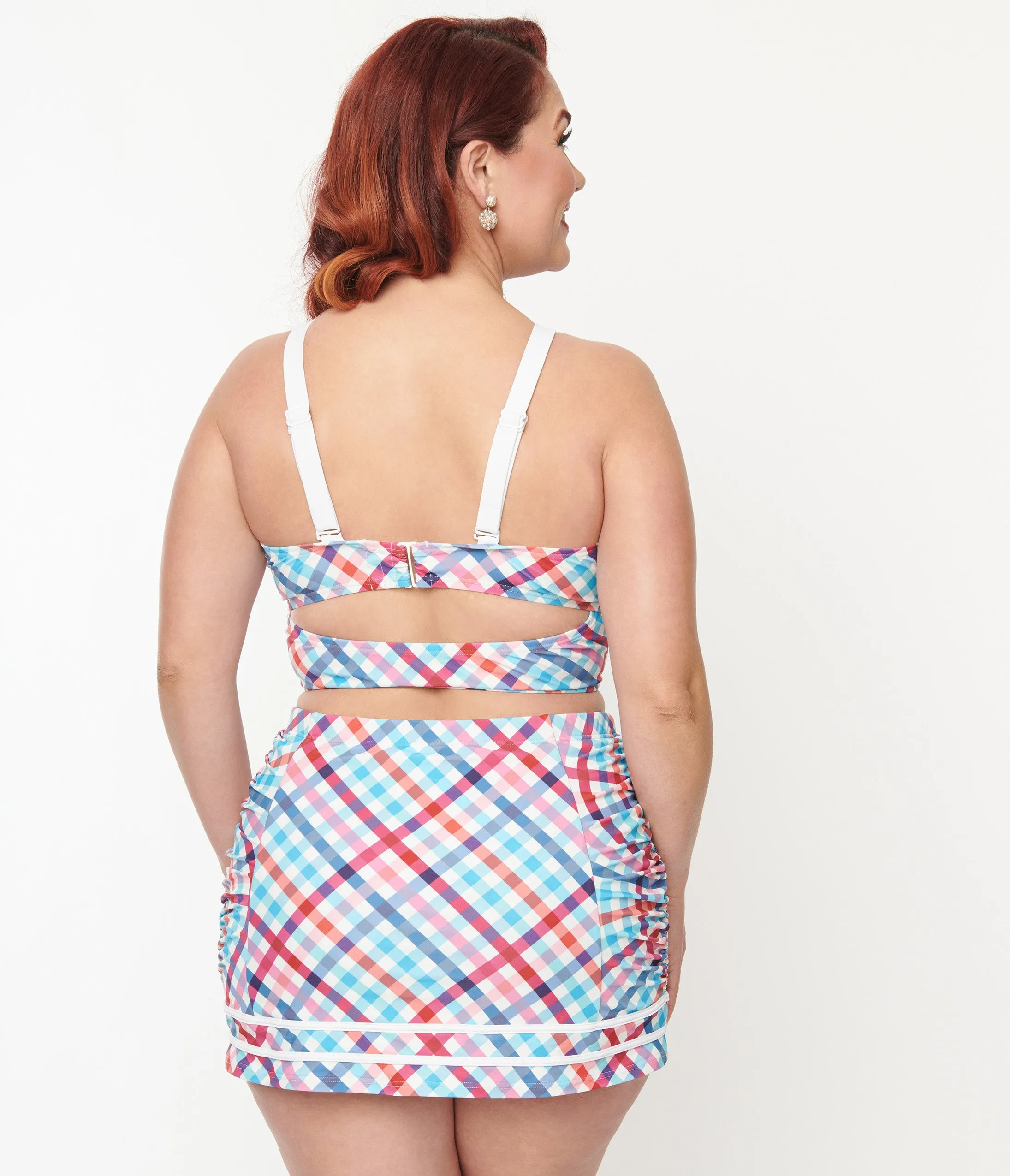 Unique Vintage Plus Size Pastel Madras Plaid Sailor Swim Bottom sold by Unique Vintage product image thumbnail 3