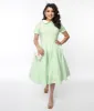 1940s Lime Green & White Striped Swing Dress sold by Unique Vintage