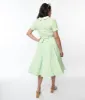 1940s Lime Green & White Striped Swing Dress sold by Unique Vintage