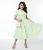 1940s Lime Green & White Striped Swing Dress sold by Unique Vintage