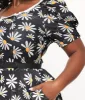 Smak Parlour Plus Size Black & White Daisy Group Chat Flare Dress sold by Unique Vintage