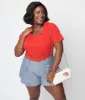 Cherry Red Scallop Lace Knit Crop Top sold by Unique Vintage