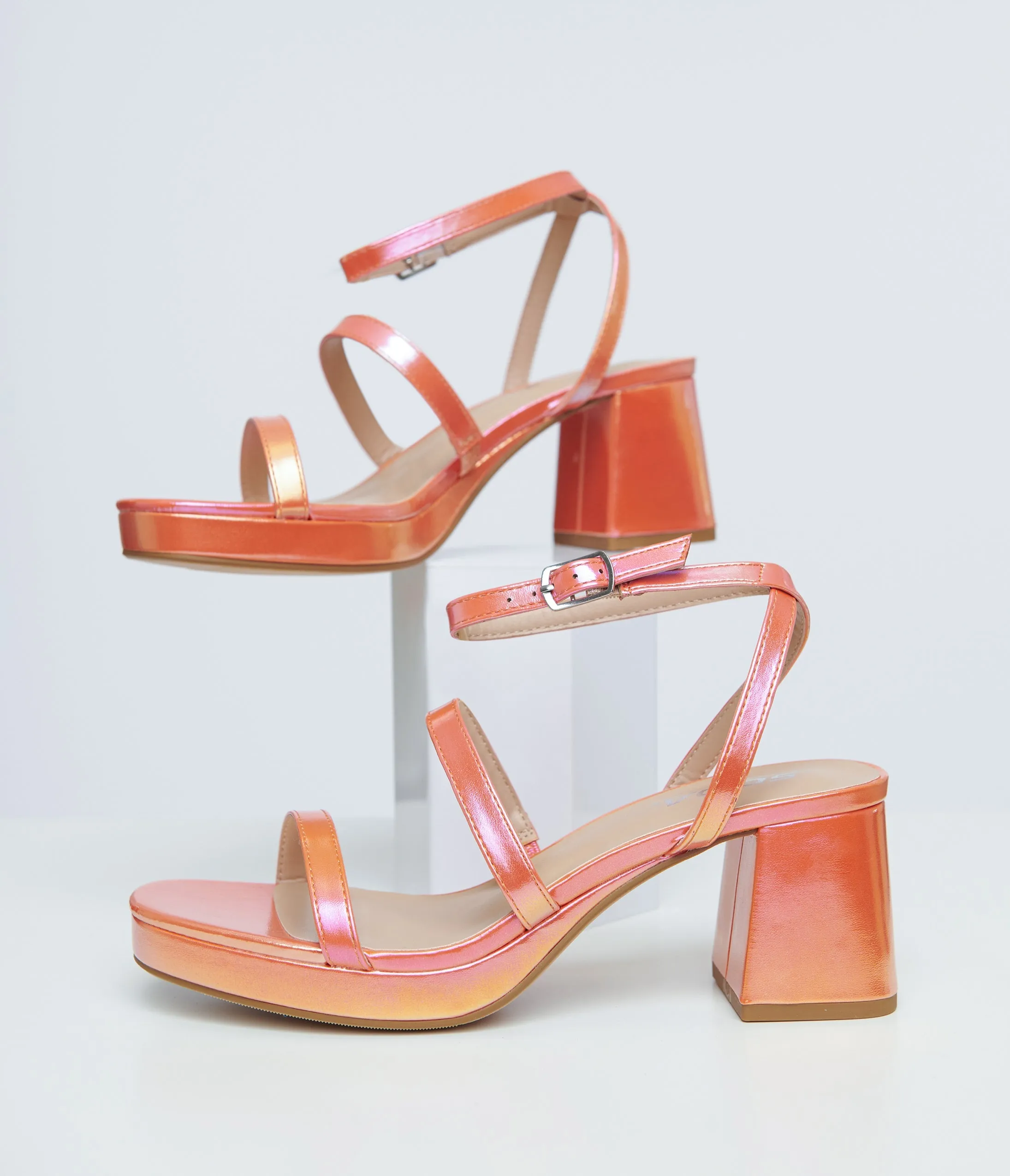 Y2K Orange & Pink Shimmer Heels sold by Unique Vintage product image thumbnail 3