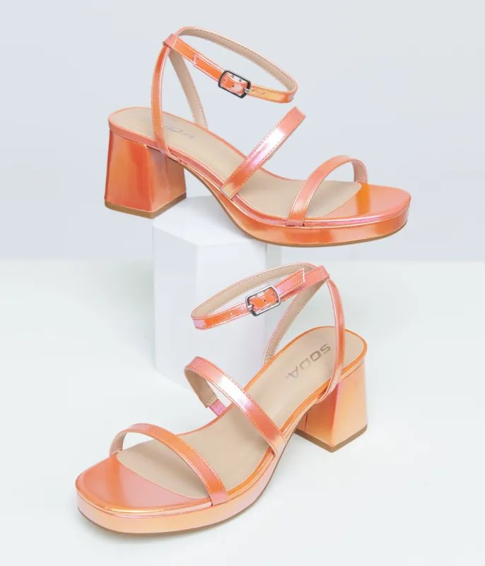 Y2K Orange & Pink Shimmer Heels sold by Unique Vintage