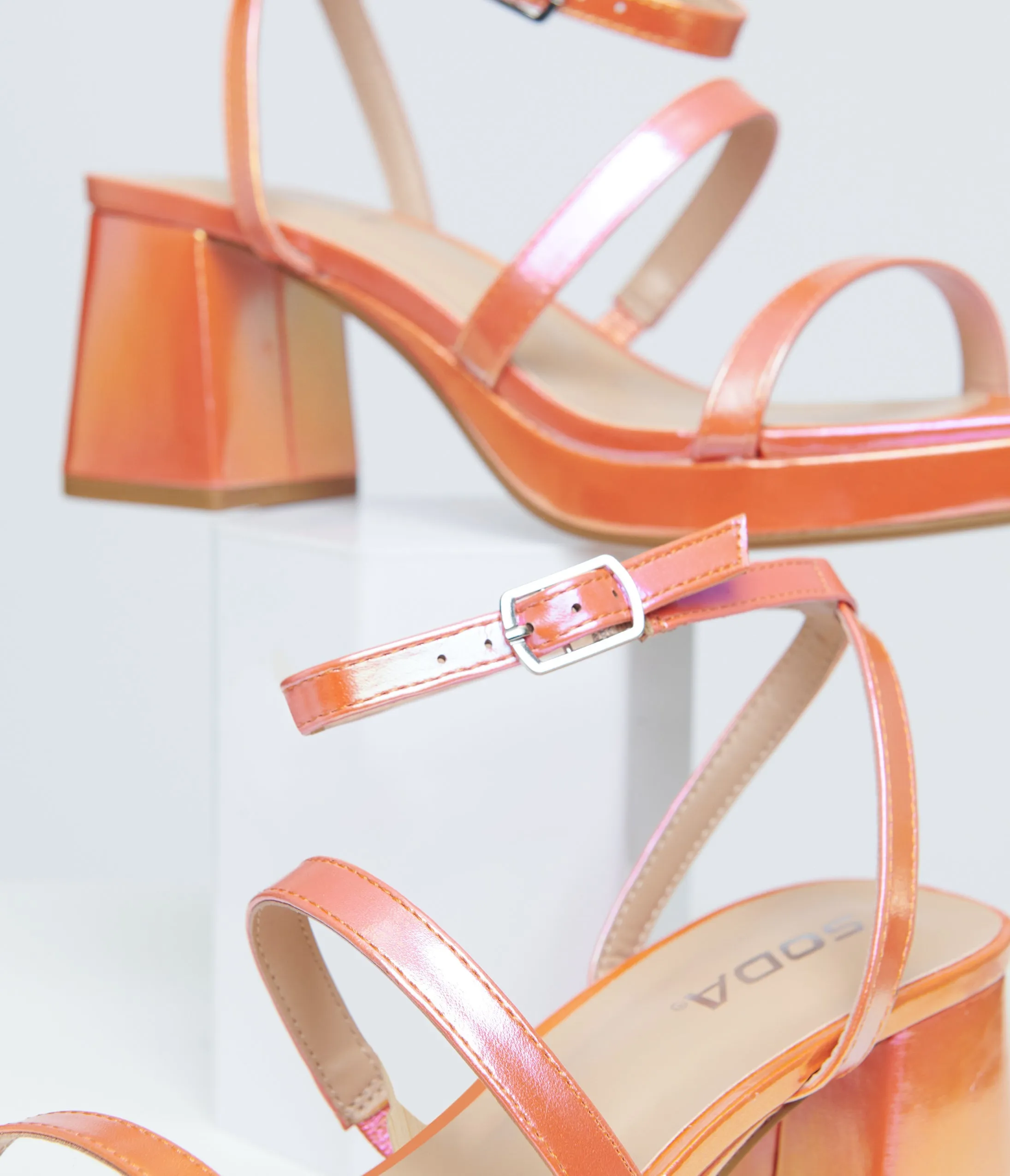 Y2K Orange & Pink Shimmer Heels sold by Unique Vintage product image thumbnail 2