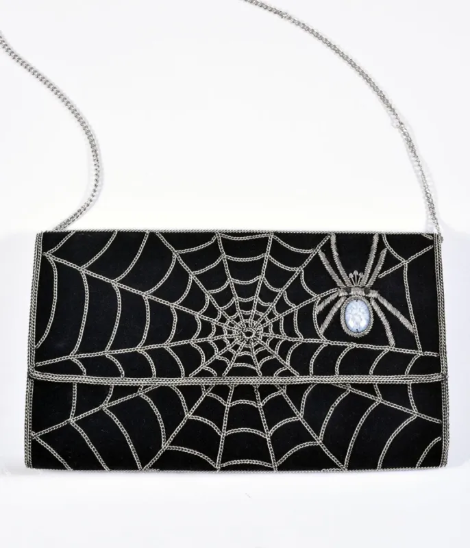 Spider Web Embroidered Clutch sold by Unique Vintage