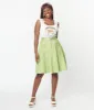 Unique Vintage Pistachio Green Patch Pocket Swing Skirt sold by Unique Vintage