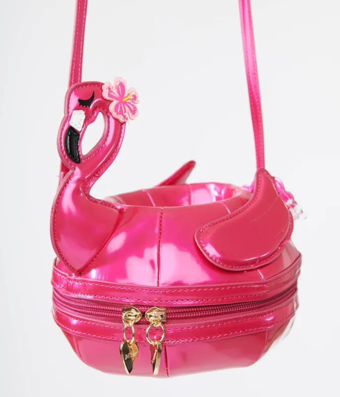 Betsey Johnson Hot Pink Flamingo Floatie Handbag sold by Unique Vintage