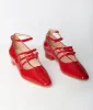 Unique Vintage Red Patent Strappy Bow Mary Jane Shoes sold by Unique Vintage