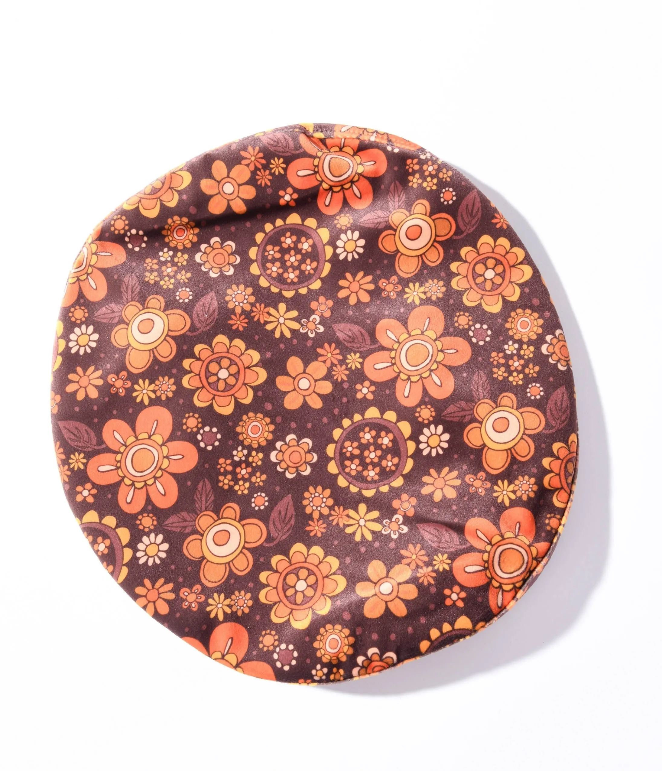 1970s Brown Retro Floral Velvet Beret sold by Unique Vintage product image thumbnail 3