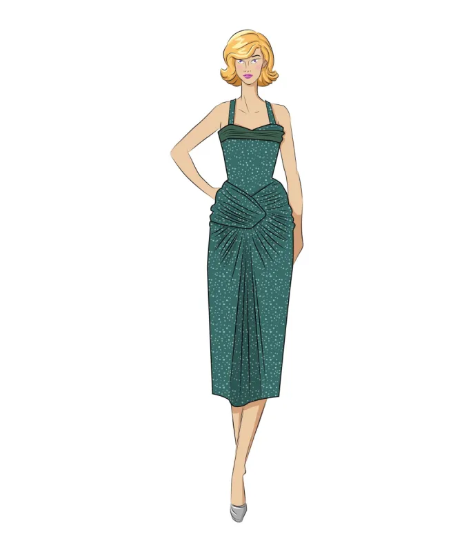 Unique Vintage 1950s Green Shimmer Romper & Sarong Set - Arriving in September sold by Unique Vintage