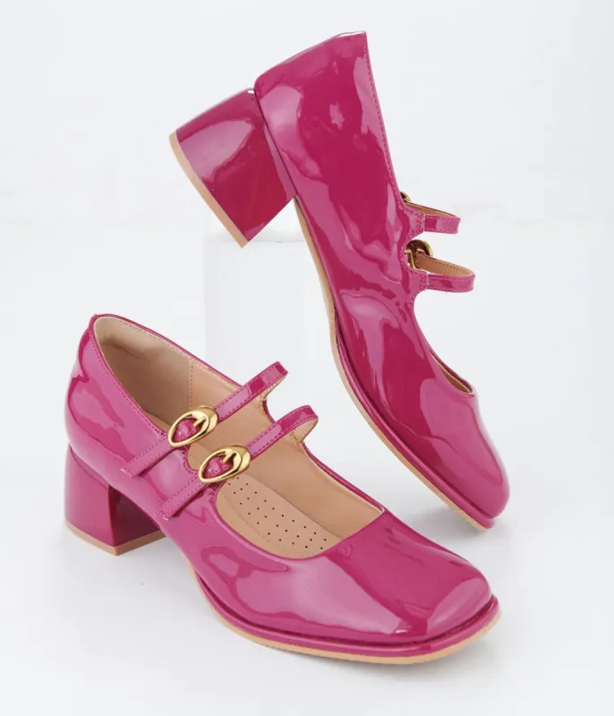 1960s Magenta Patent Leatherette Sweet Elizabeth Pumps sold by Unique Vintage