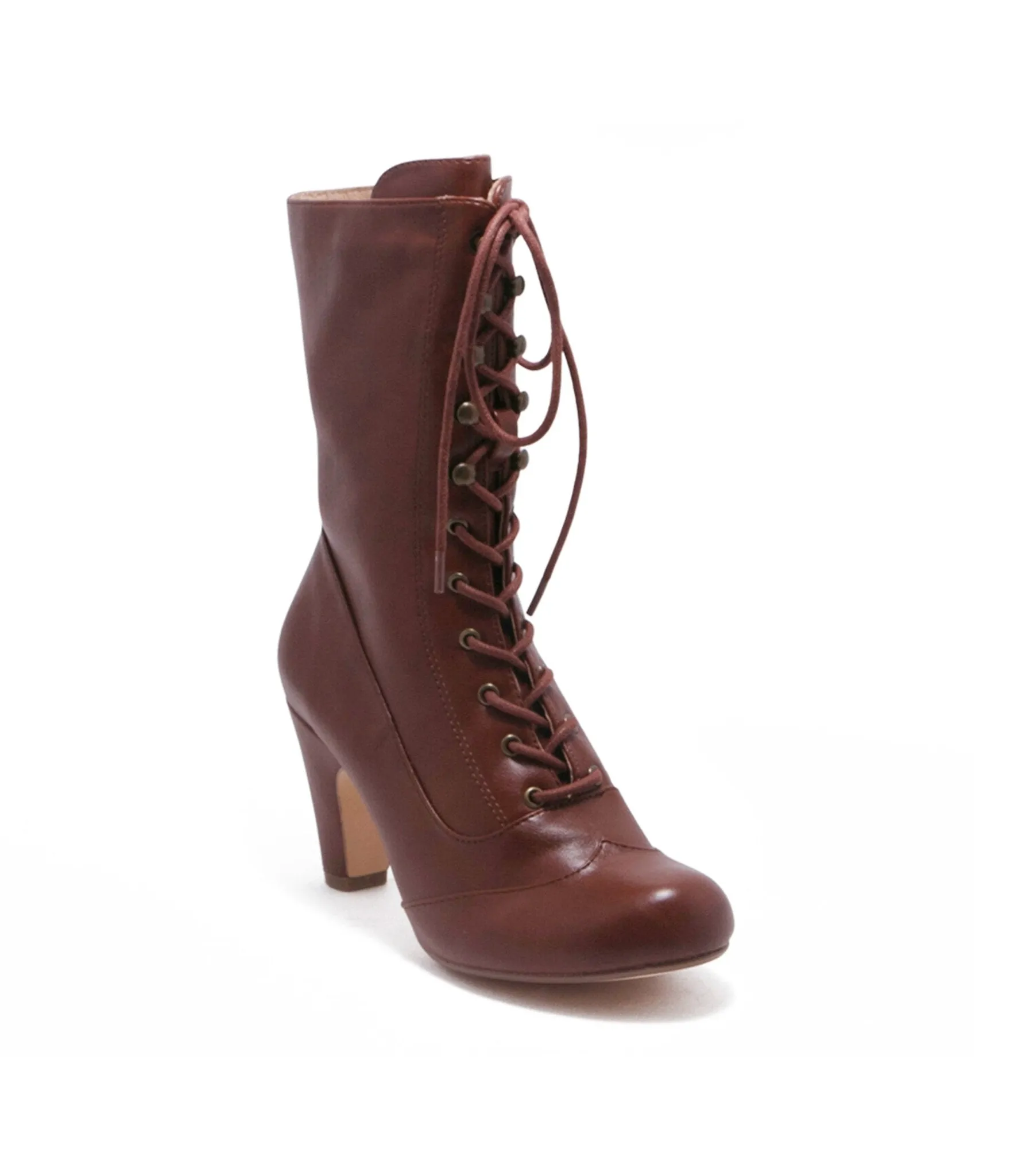 Chelsea Crew Tan Leatherette Victorian Claire Boots sold by Unique Vintage