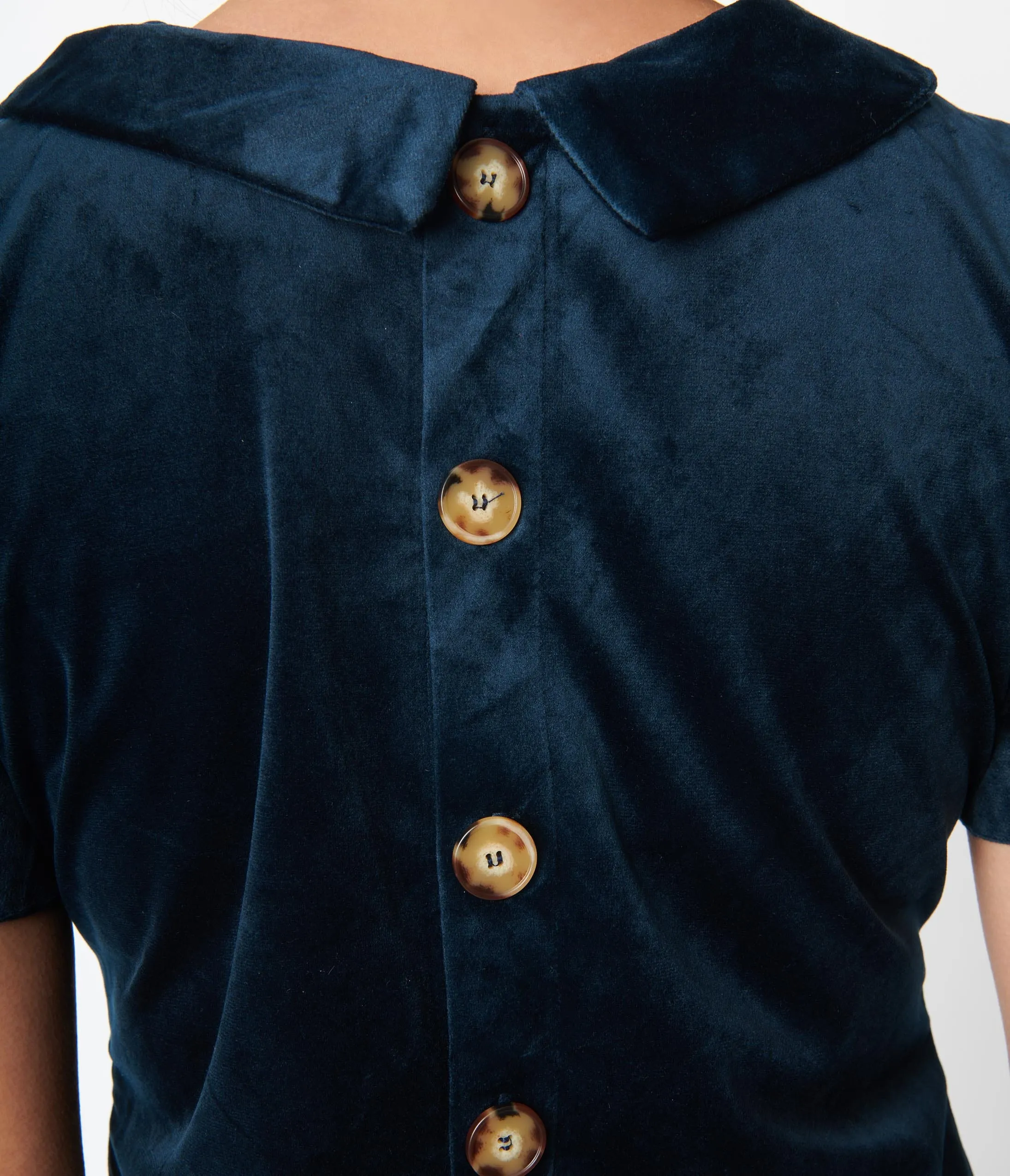 Navy Velvet Collared Shift Dress sold by Unique Vintage product image thumbnail 3
