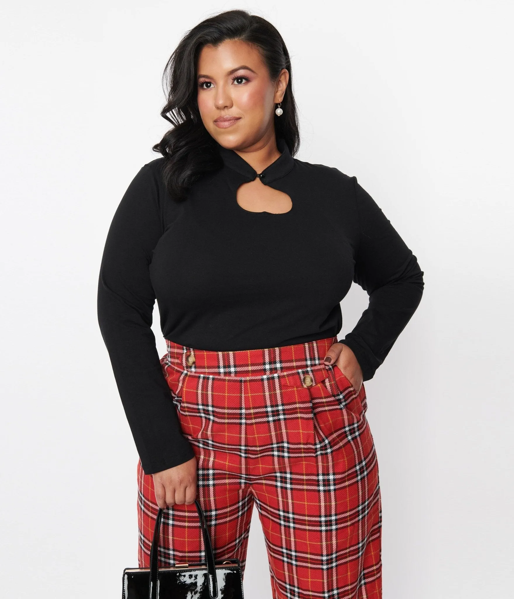 Black Tear Drop Keyhole Top sold by Unique Vintage