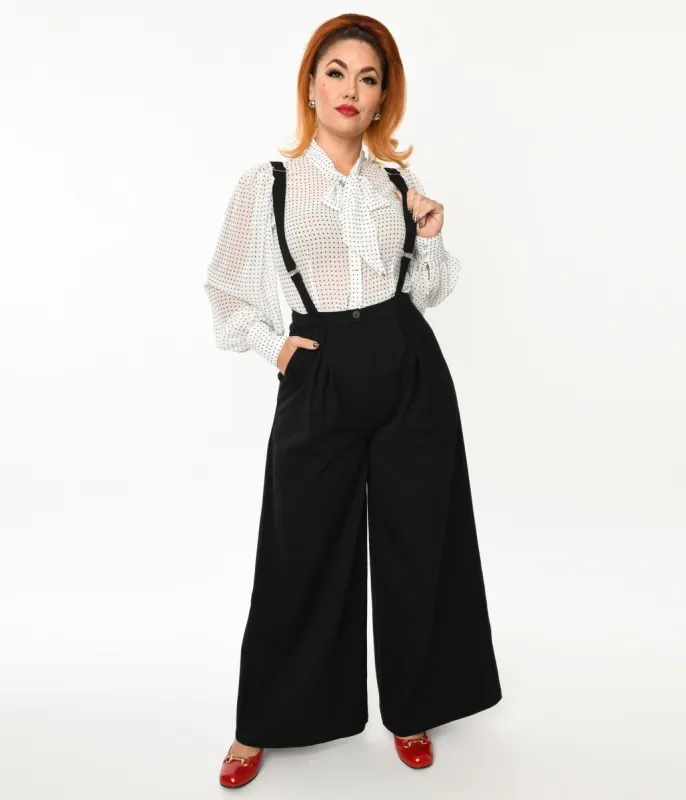 Collectif 1940s Black Glynda Suspender Pants sold by Unique Vintage