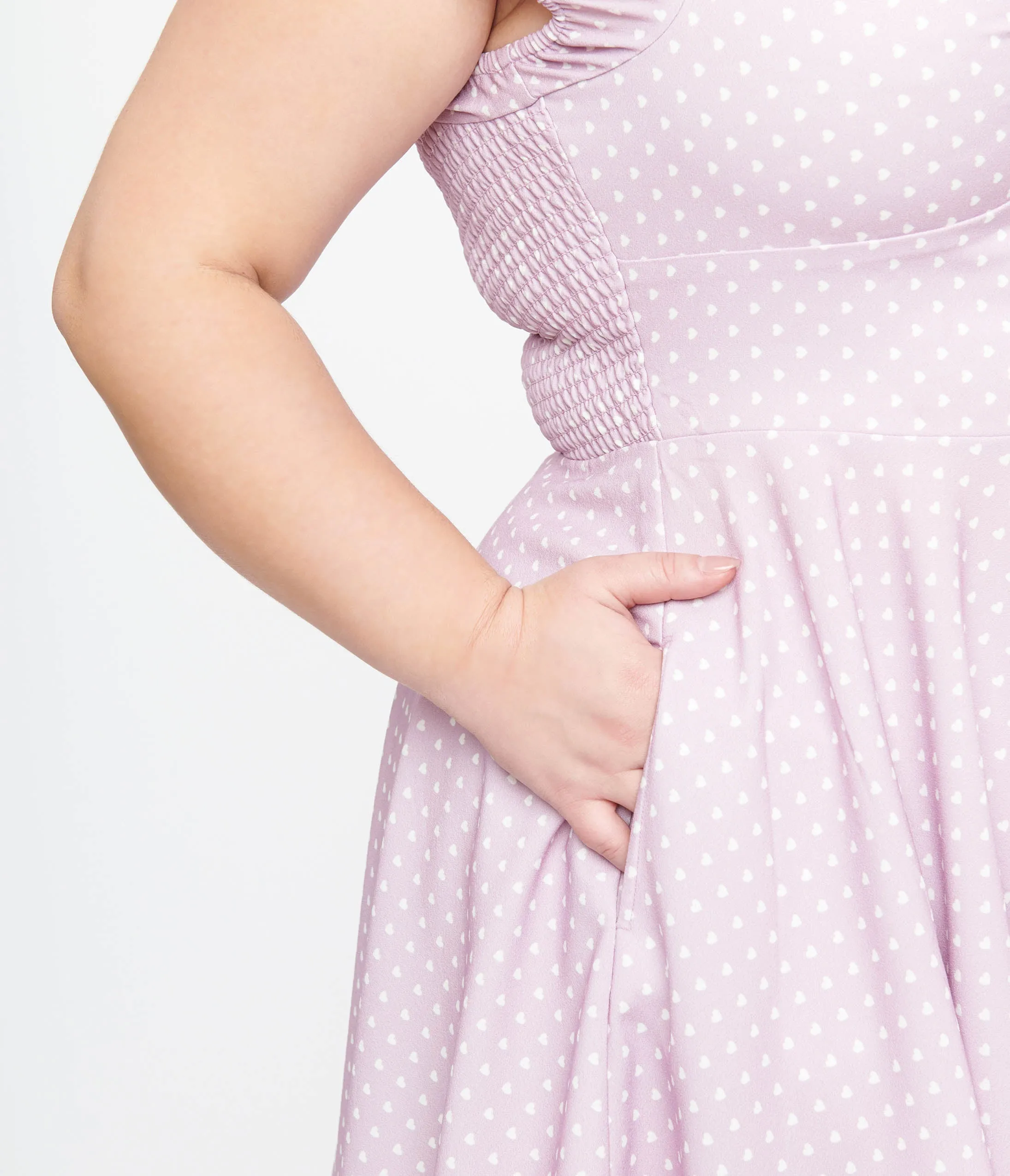 Plus Size 1950s Lavender & White Heart Print Victoria Swing Dress sold by Unique Vintage product image thumbnail 2