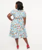 Unique Vintage Plus Size 1950s Blue Floral Fit & Flare Dress sold by Unique Vintage
