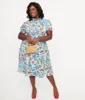 Unique Vintage Plus Size 1950s Blue Floral Fit & Flare Dress sold by Unique Vintage