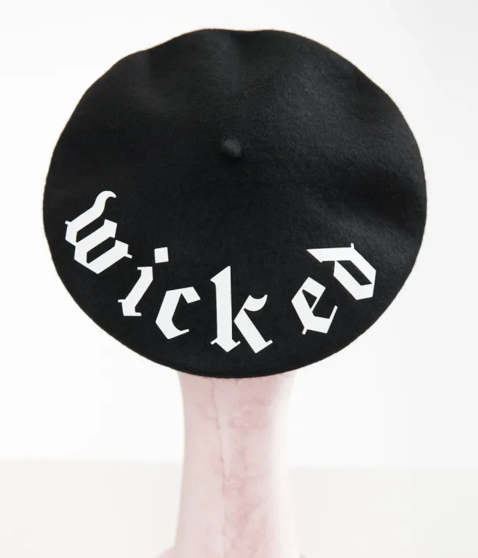 Black & White Wicked Bat Beret sold by Unique Vintage