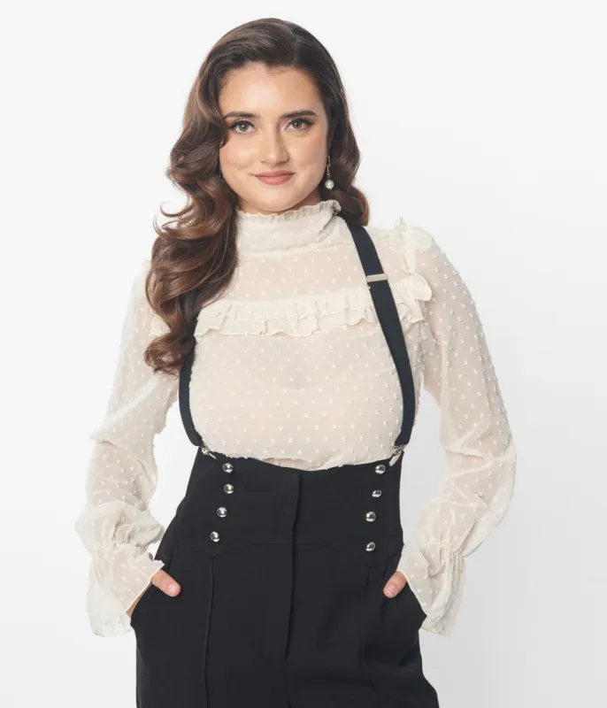 Unique Vintage Ivory Clip Dot Donna Blouse sold by Unique Vintage